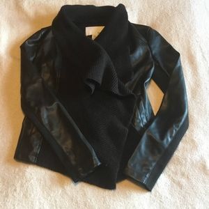 Leather and knit jacket